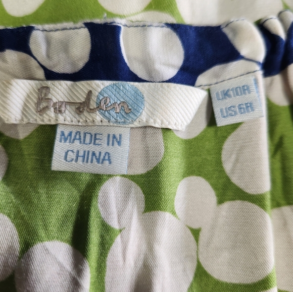 Boden Silk blend midi/tunic polka dot dress green and blue sz 6A - Picture 7 of 9